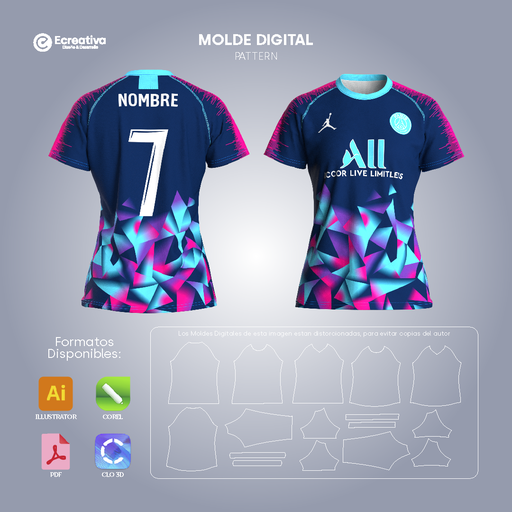 Molde Digital Camiseta Raglan Estandar Mujer